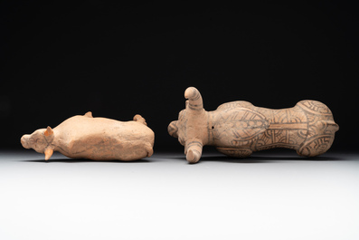 A varied collection of four terracotta animal sculptures and two bowls, Indus Valley, Iran, Pakistan and Afghanistan, 29th/3rd C. B.C.