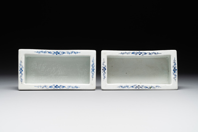 A pair of rectangular Chinese famille rose jardinieres with floral design, Republic