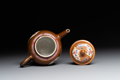 Two Chinese famille rose teapots and a bowl, Qianlong