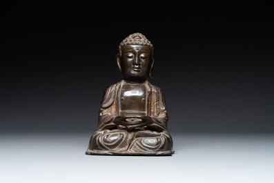 A Chinese bronze Buddha, Ming