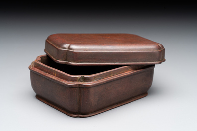 A rare Chinese rectangular bronze box and cover, Ming