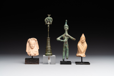 A group of seven bronze and pottery objects, Syria, Persia, and Luristan, 3rd C. and earlier