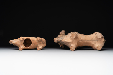 A varied collection of four terracotta animal sculptures and two bowls, Indus Valley, Iran, Pakistan and Afghanistan, 29th/3rd C. B.C.