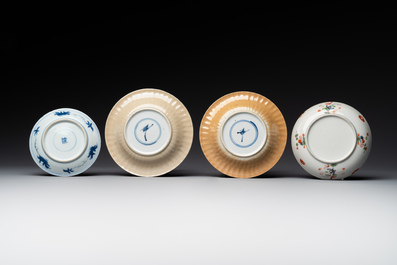 A varied collection of Chinese blue and white, grisaille and famille verte porcelain, Kangxi and later