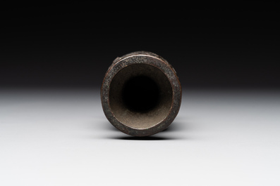 A Chinese bronze vase and a Taoist figure-shaped incense burner, Ming