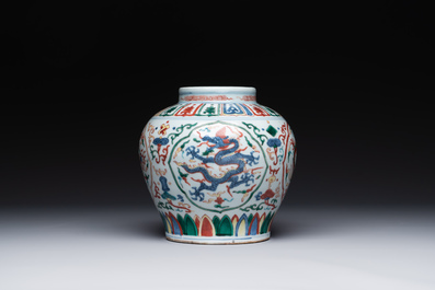 A Chinese wucai 'dragon' vase, Wanli mark, Republic