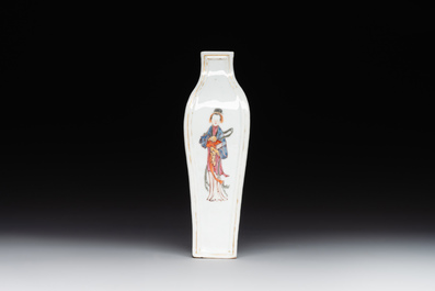 A Chinese Canton famille rose 'San Niang Jiao Zi 三娘教子' vase, Qianlong