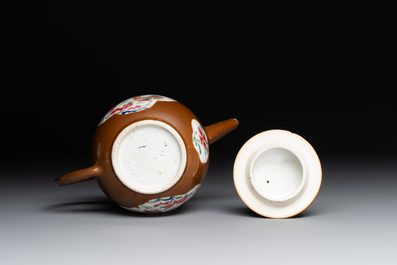 Two Chinese famille rose teapots and a bowl, Qianlong