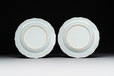 Two fine Chinese Canton famille rose 'mandarin subject' plates, Qianlong