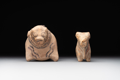 A varied collection of four terracotta animal sculptures and two bowls, Indus Valley, Iran, Pakistan and Afghanistan, 29th/3rd C. B.C.