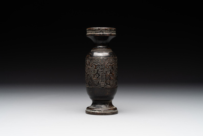 A Chinese bronze vase and a Taoist figure-shaped incense burner, Ming