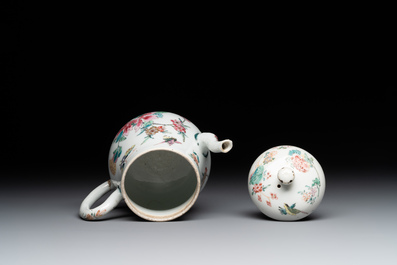 Two Chinese famille rose teapots and a bowl, Qianlong