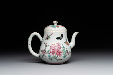 Two Chinese famille rose teapots and a bowl, Qianlong