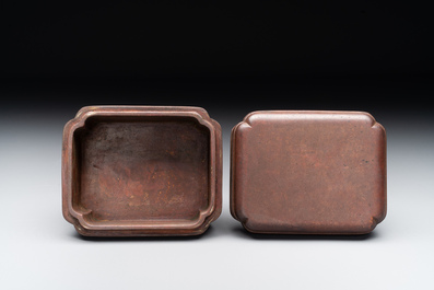 A rare Chinese rectangular bronze box and cover, Ming
