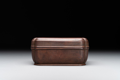 A rare Chinese rectangular bronze box and cover, Ming