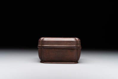 A rare Chinese rectangular bronze box and cover, Ming