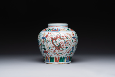 A Chinese wucai 'dragon' vase, Wanli mark, Republic