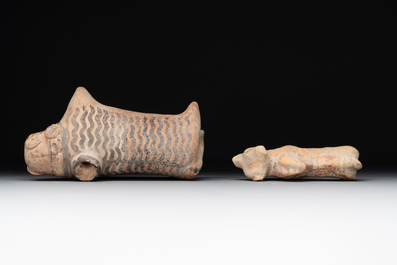 A varied collection of four terracotta animal sculptures and two bowls, Indus Valley, Iran, Pakistan and Afghanistan, 29th/3rd C. B.C.