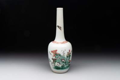 A Chinese famille verte vase with floral design, Kangxi