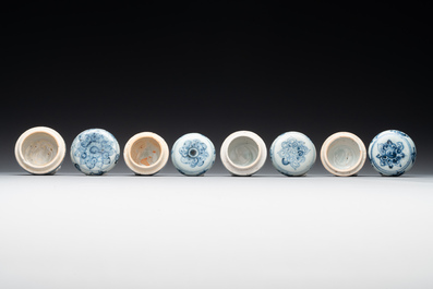 A varied collection of 22 Chinese blue and white jarlets, covered boxes and miniature vases, Ming