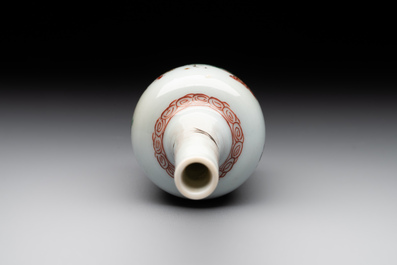 A Chinese famille verte vase with floral design, Kangxi
