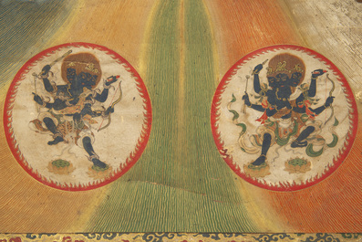 A rare Japanese Buddhist painting depicting Usnisavijaya, signed Ku Yue Baixie 哭月拜寫, probably 17/18th C.