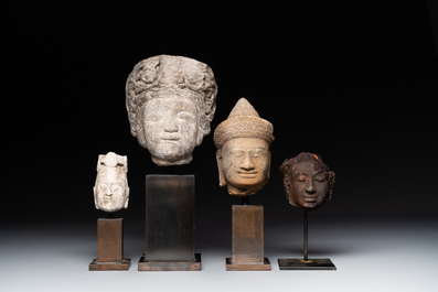 A varied collection of eight pottery, stone and stucco fragments, Asia, 2nd C. B.C. and later