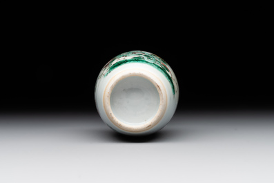A Chinese famille verte vase with floral design, Kangxi