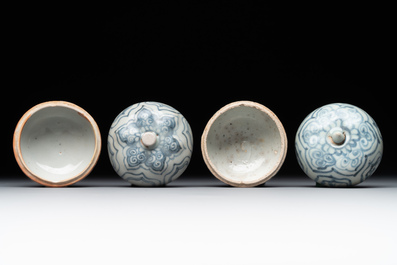 A varied collection of 22 Chinese blue and white jarlets, covered boxes and miniature vases, Ming