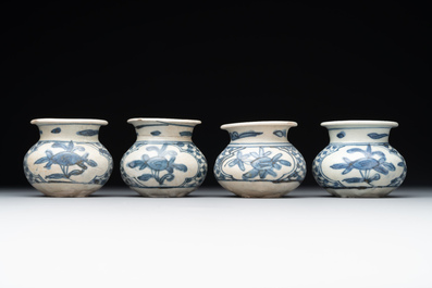 A varied collection of 22 Chinese blue and white jarlets, covered boxes and miniature vases, Ming