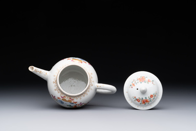 A Chinese famille rose Meissen-style teapot and stand, Qianlong