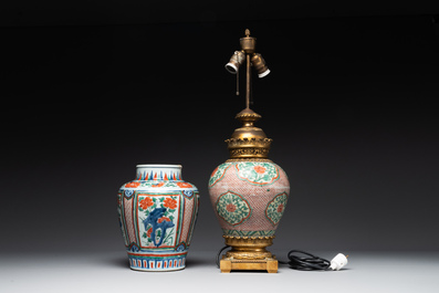 Two Chinese wucai vases, one mounted as a lamp, Transitional period
