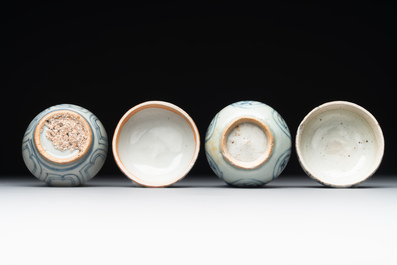 A varied collection of 22 Chinese blue and white jarlets, covered boxes and miniature vases, Ming