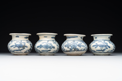 A varied collection of 22 Chinese blue and white jarlets, covered boxes and miniature vases, Ming