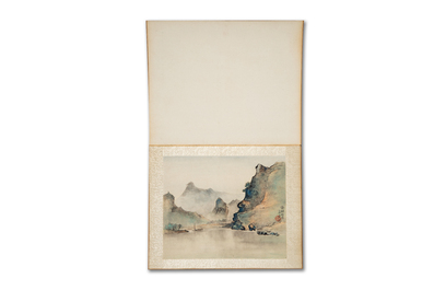 Chinese school: 'Album with eight various works', ink and colour on paper, 20th C.