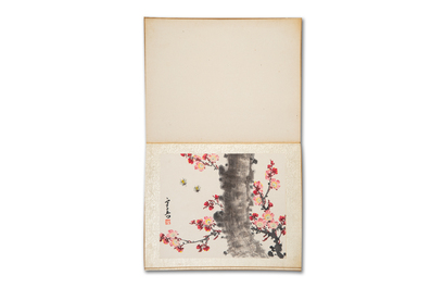Chinese school: 'Album with eight various works', ink and colour on paper, 20th C.