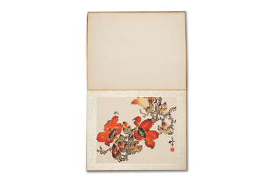 Chinese school: 'Album with eight various works', ink and colour on paper, 20th C.