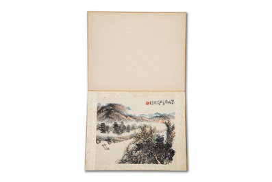 Chinese school: 'Album with eight various works', ink and colour on paper, 20th C.