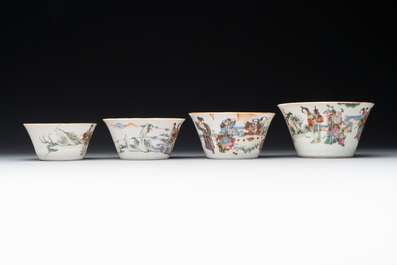 A rare set of eight Chinese famille rose 'Sanxing' nesting bowls, Tongzhi mark and of the period