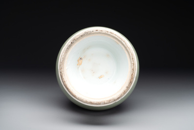 A rare Chinese blue and white, celadon-and-ge-glazed triple gourd vase, Kangxi