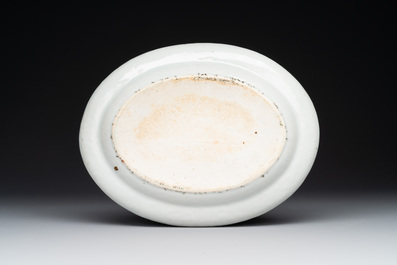 A pair of Chinese export 'EHA' monogrammed 'landscape' tureens, covers and stands, Jiaqing, ca. 1800