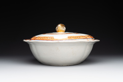 A pair of Chinese export 'EHA' monogrammed 'landscape' tureens, covers and stands, Jiaqing, ca. 1800