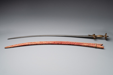 A collection of three daggers decorated with jade, silver and gold and an Indian mogul sword, India, 17/19th C.