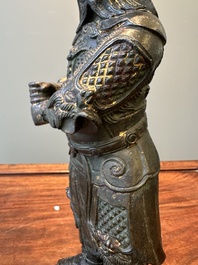 A fine Chinese gilt bronze figure of Zhou Cang 周倉, Ming