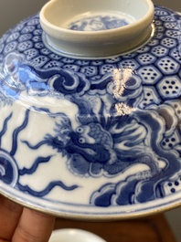 A Chinese blue and white 'Bleu de Hue' bowl and cover for the Vietnamese market, dragon mark for the reign of Thiệu Trị, 1841-1847