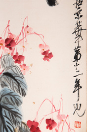 Qi Baishi 齊白石 (1864-1957): 'Butterfly and flowers', ink and colour on paper, dated 1928