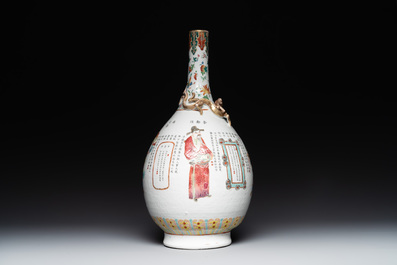 A Chinese famille rose 'Wu Shuang Pu' bottle vase, 19th C.