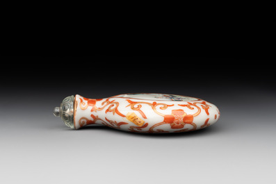 A fine Chinese famille rose snuff bottle with rock crystal stopper, Qianlong mark and of the period