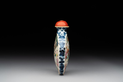 A Chinese famille rose 'dragon boat festival' snuff bottle, Qianlong mark and of the period