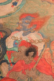 Chinese school: 'Great Heavenly King', ink and colour on silk, Ming or later